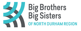 Logo: Big Brothers Big Sisters of North Durham Region with stylized lines.