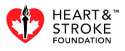 Heart and Stroke Foundation logo with heart, maple leaf, and torch design.