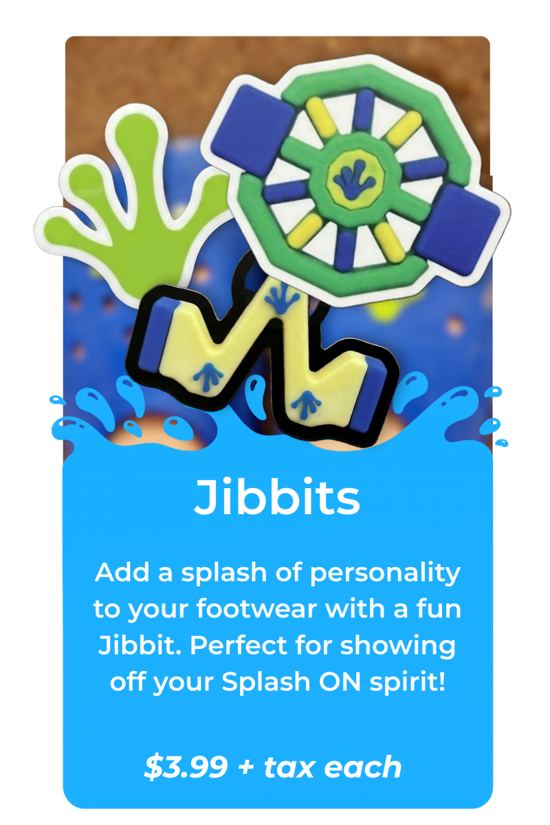 Jibbit shaped like a water ride, $3.99 each, shown in a colorful display.